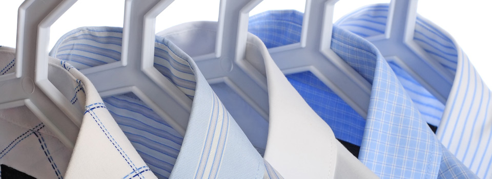 Freshly cleaned shirts on hangers